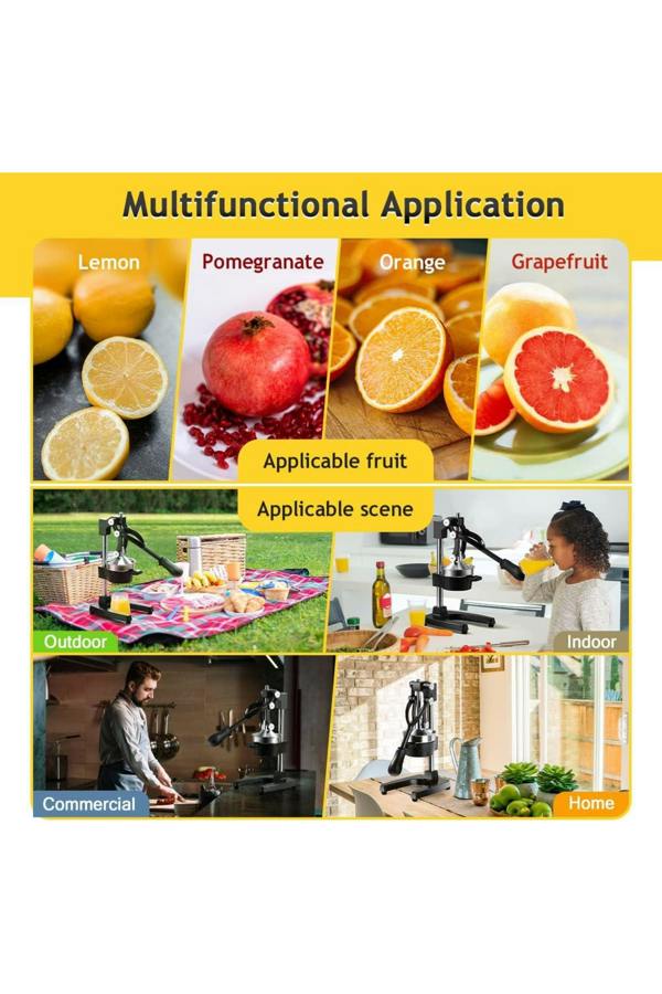 Dyzi Heavy Duty Manual Citrus Juicer Press Cast Iron Lemon Squeezer Black
