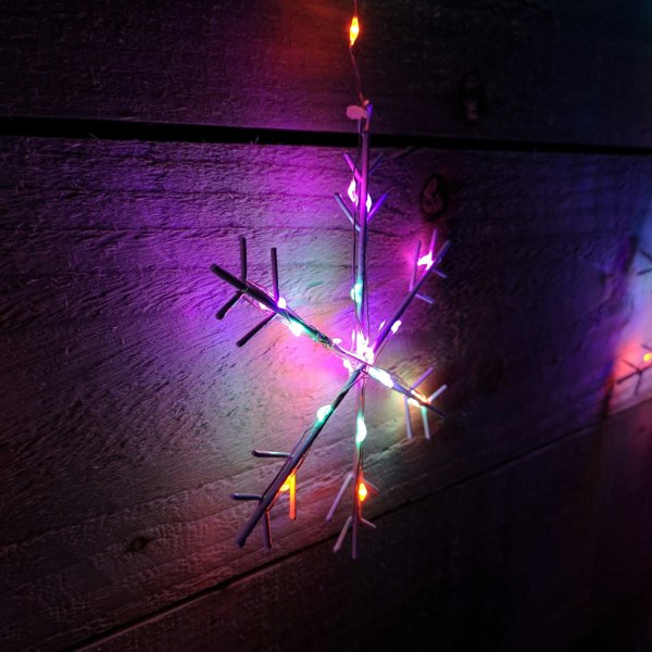 Samuel Alexander 1.2m Christmas Static Snowflake LED Silver Pin Wire V Curtain Lights in Rainbow