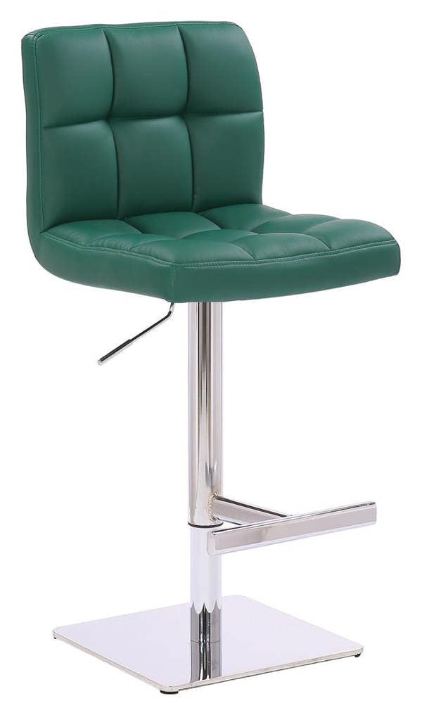 Lamboro Allegro Leather Single Deluxe Kitchen Bar Stool, Chrome Footrest, Swivel Gas Lift, Breakfast Bar & Home Barstool, Sage Green