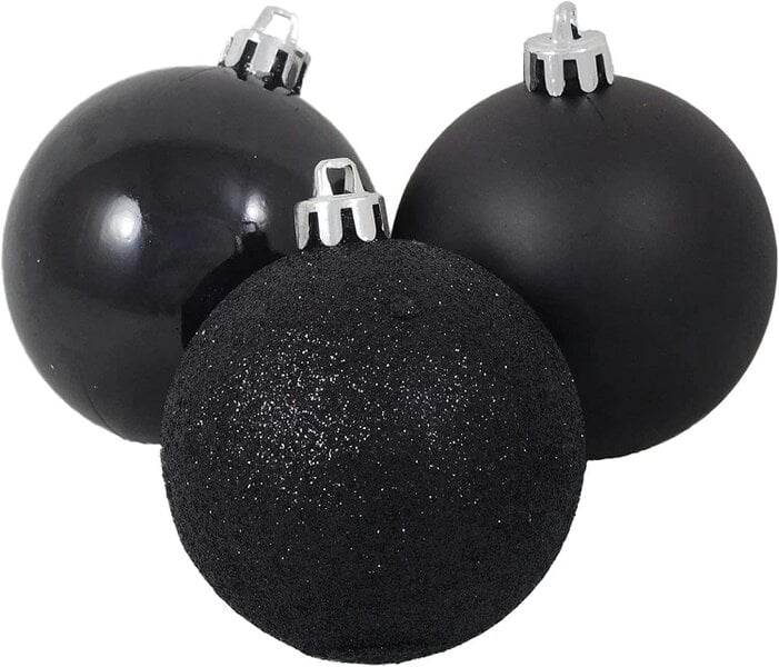 Shatchi Black Shatterproof Christmas Baubles in 6cm Pack Sizes for Tree, Garland and Seasonal Decorating