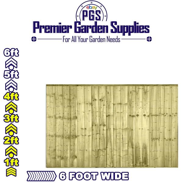 5 pack fence panel feather edge fully framed [w.6ft x h.4ft] 1