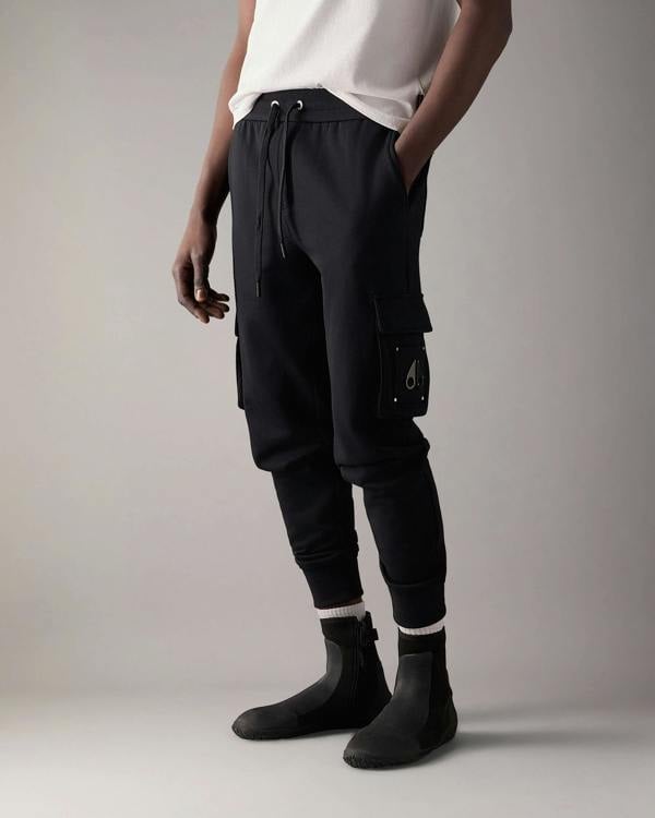 Moose Knuckles Mens Hartsfield Joggers - Black 292 | CHO | Designer Mens Joggers