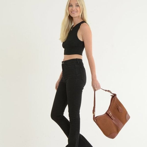 Ashwood Top Zip Suede Shoulder Handbag
