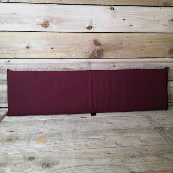 Samuel Alexander Hand Made 3 Seater Chunky Rustic Wooden Garden Bench & Waterproof Burgundy Cushions