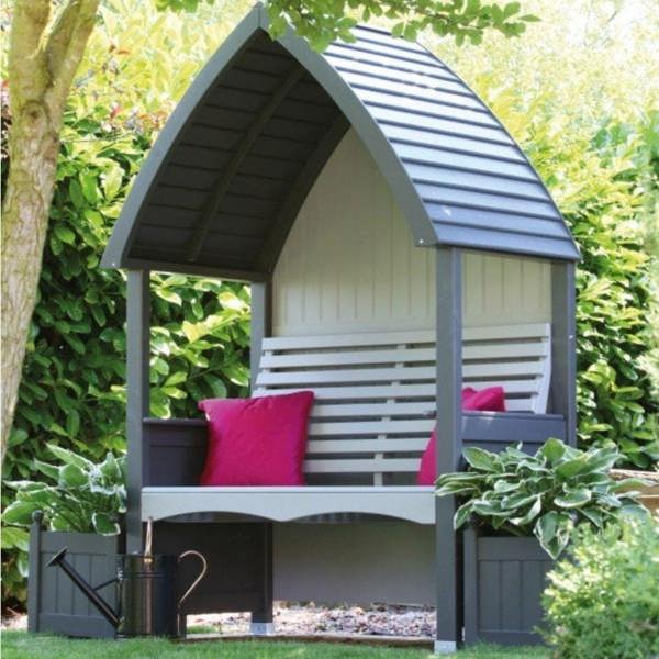 AFK Cottage Arbour Painted in Charcoal & Stone