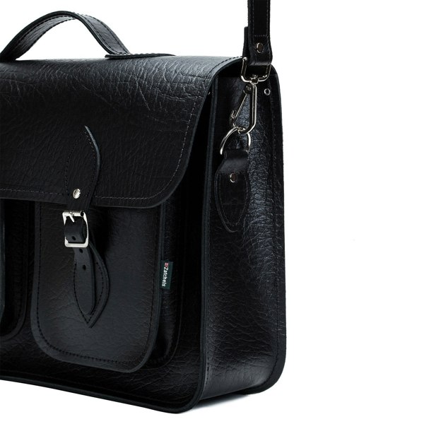 Black Twin Pocket Executive Leather Satchel - Satchel - Zatchels