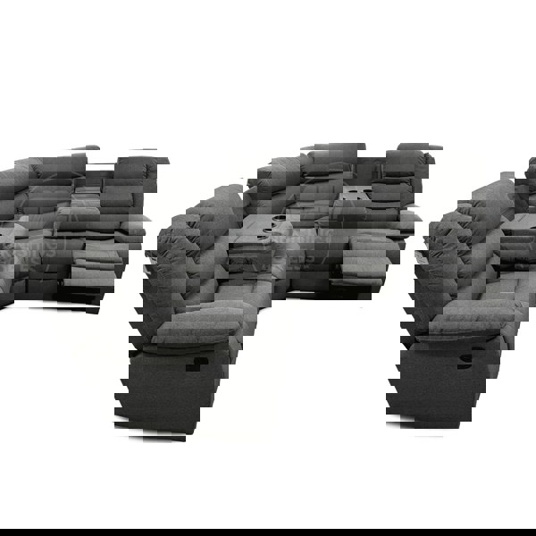 Manhattan Full Fabric Reclining 5 Seater Corner Sofa - Grey - 3