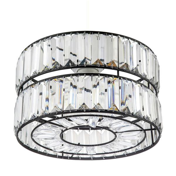 Chic Double Tier Black Pendant Light Shade with Rows of Acrylic Prisms Image 4