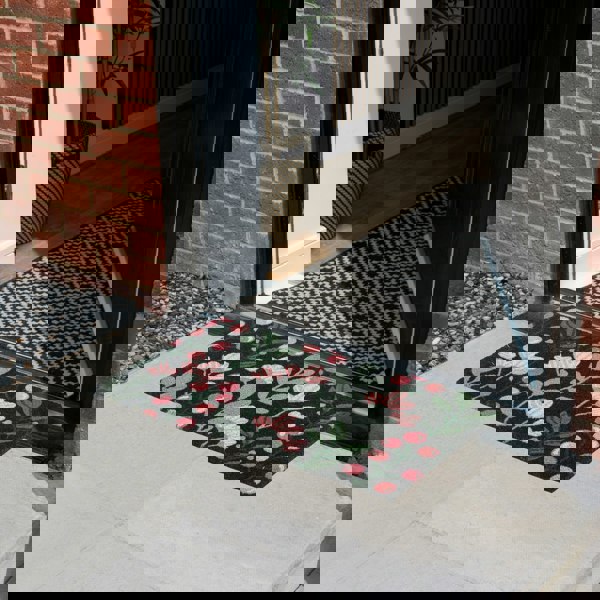 JVL Eco-Friendly Latex Backed Coir Entrance Doormat, 45x75cm - Floral