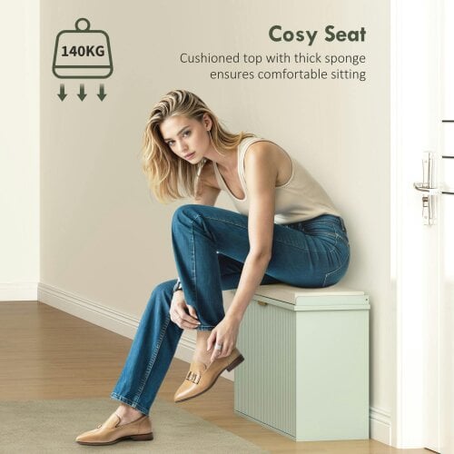 Wyld Haus Nohalu Baro Mint Green Wooden 8 Pair Shoe Bench With Cushioned Top