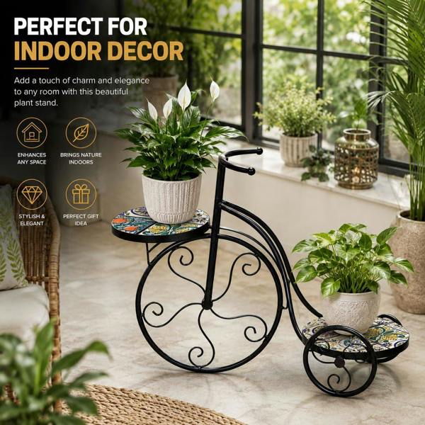 65cm Lisbon Mosaic Tricycle Plant Stand image 5