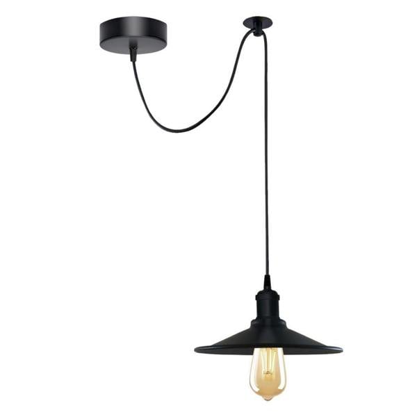 Dyzi Vintage Black Metal Cone Pendant Ceiling Light E27 Adjustable Cord