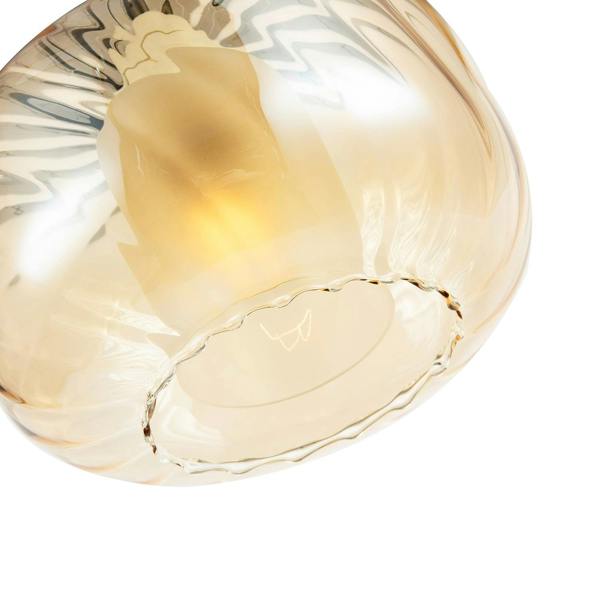 Amber Champagne Pendant Light Shade with Rippled Rim and Inner Shade Image 4