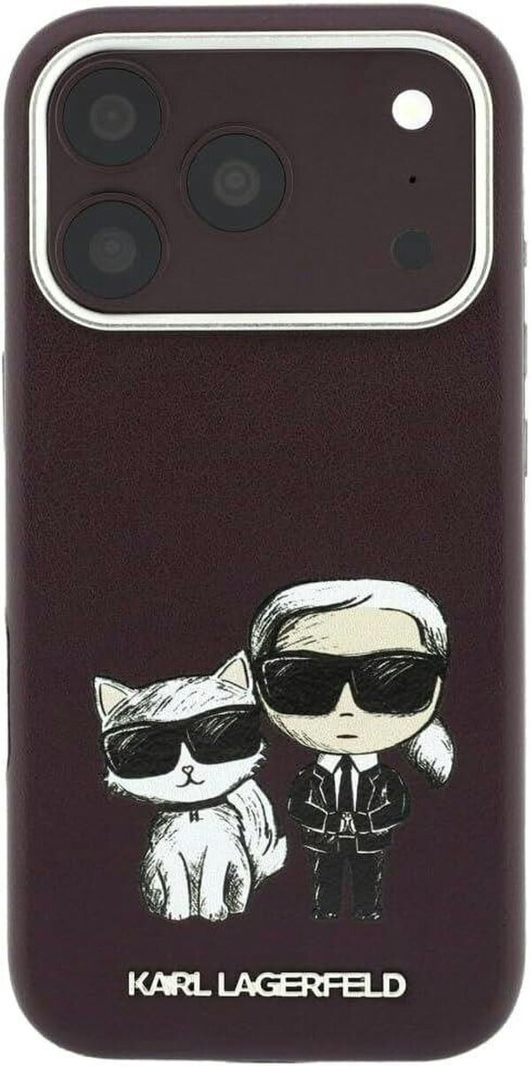 Karl Lagerfeld Smooth PU Leather Case with Sketch Print and MagSafe for iPhone 17/18 Pro 6.3" Burgundy - KLHMP18L6PWKCIDR