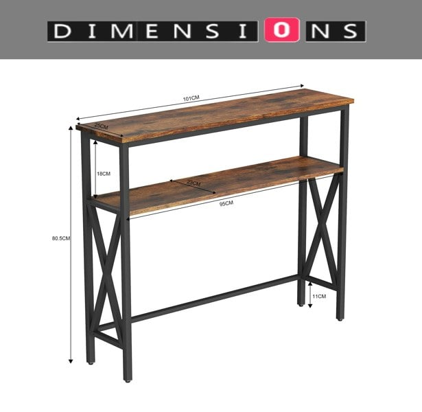 Modcraft Industrial Slim Console Table for Home and Garden