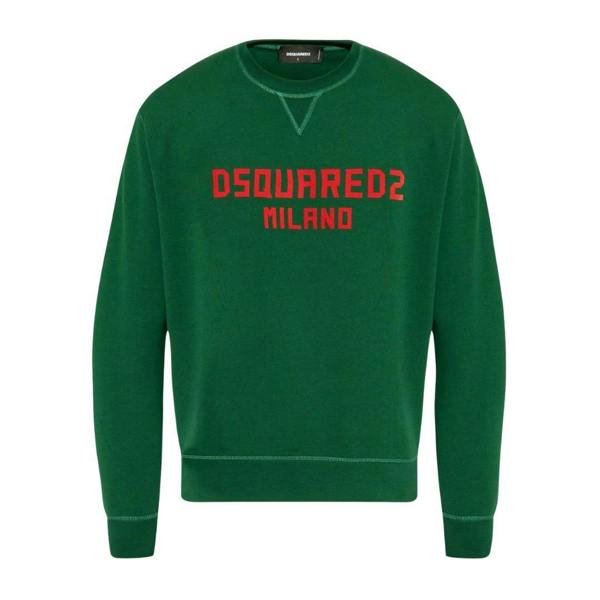 DSquared2 Unisex Adult Milano Logo Cool Fit Sweatshirt - Green/Bold Red - 