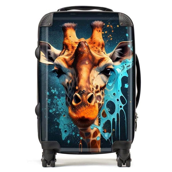 Warren Reed Blue Giraffe Face Splashart Suitcase