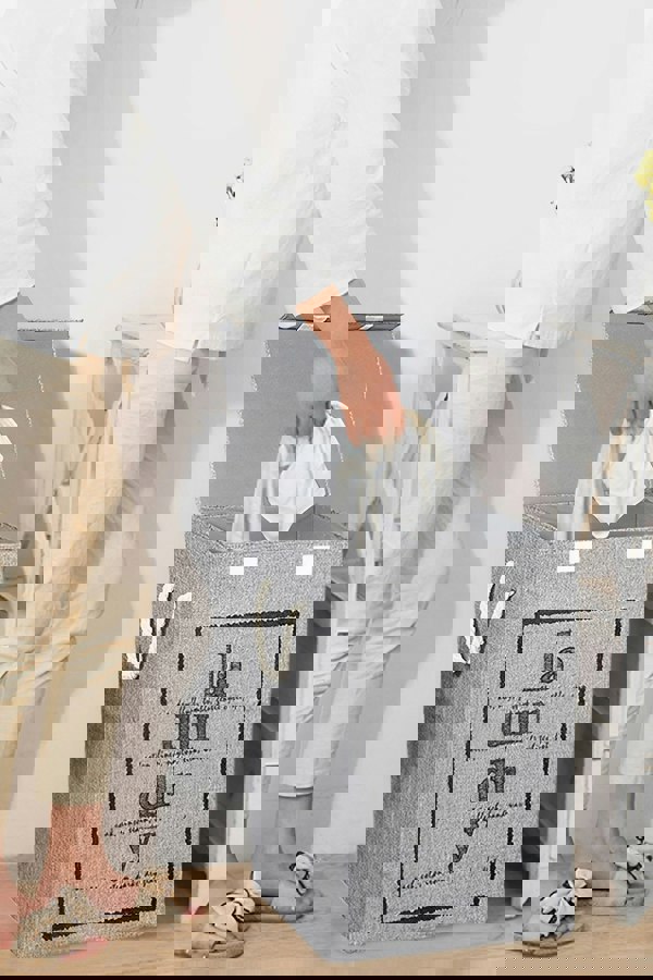 Living and Home 72L Foldable Home Laundry Baskets Bathroom Hamper with Lid and Rope Handles