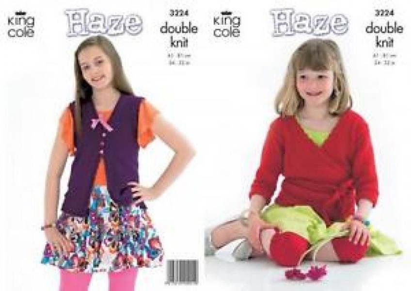 King Cole Knitting Pattern 3224, Cardigans for Kids, 24 inch - 32 inch - Intermediate