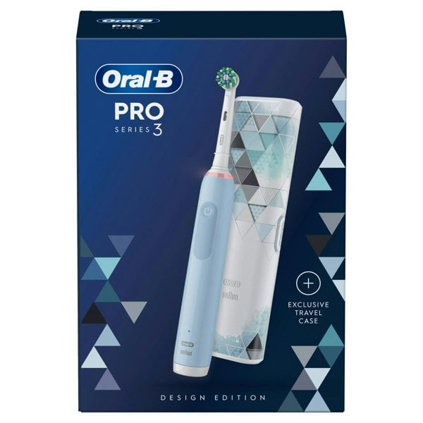 Oral-B Pro 3 3500 Blue Electric Toothbrush with Mod Motif Travel Case