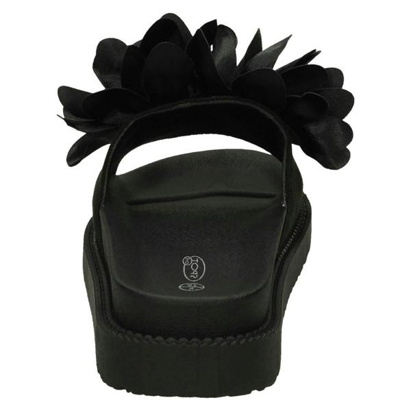Spot On Ladies Spot On Flower Ruffle Vamp Sliders F10899