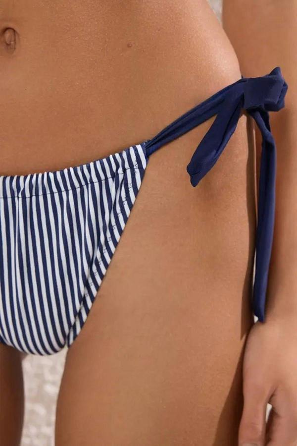 WOVCOR Striped Color Block Regular Waist Bikini Bottom