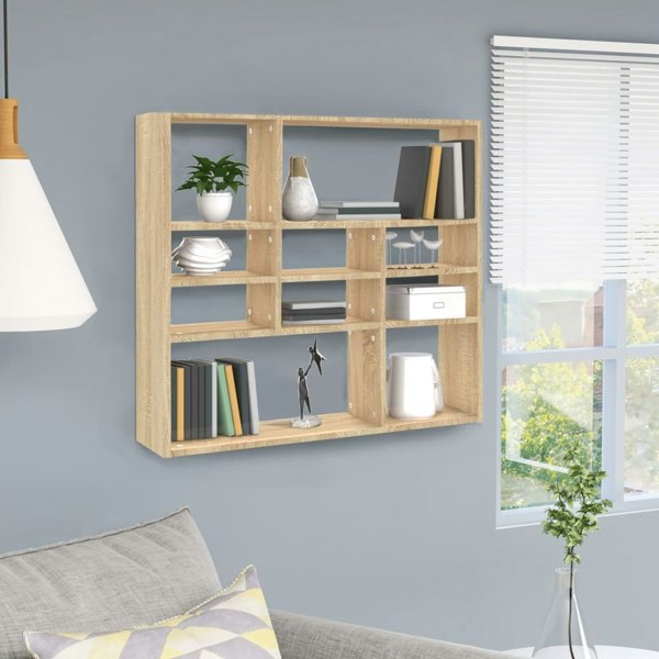 Berkfield Wall Shelf Sonoma Oak 90x16x78 cm Engineered Wood