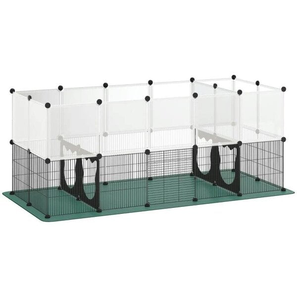 Pet Playpen with Waterproof Mat, DIY Small Animal Enclosure 34 Panels, Indoor/Outdoor Metal Pet Fence for Guinea Pigs