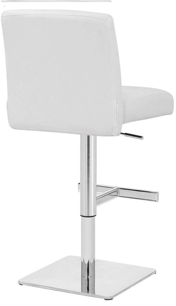 Lamboro Snella Deluxe Breakfast Bar Stool, Chrome Footrest, Height Adjustable Swivel Gas Lift, Home Bar & Kitchen Barstool, White
