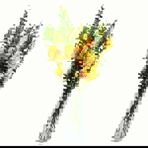 Leaf 60cm Yellow Rose Artificial Flowers Glass Vase