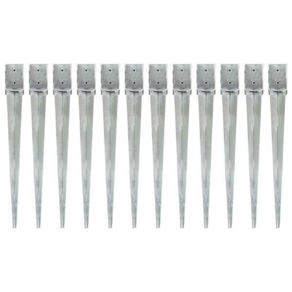 Berkfield Ground Spikes 12 pcs Silver 10x10x91 cm Galvanised Steel
