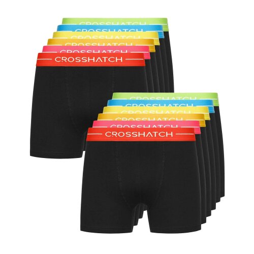 Crosshatch Mens Astral Boxer Shorts (Pack of 12) - Black - Black - 95% Cotton/5% Elastane
