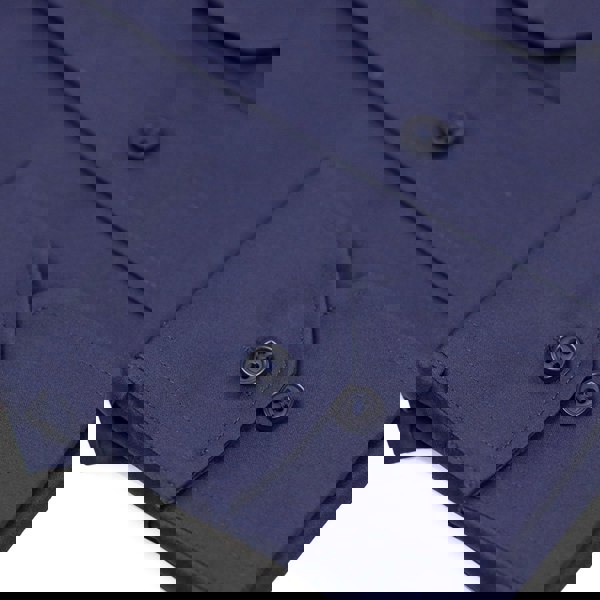 David WeJ Mandarin Button Cuff Poplin Shirt - Navy