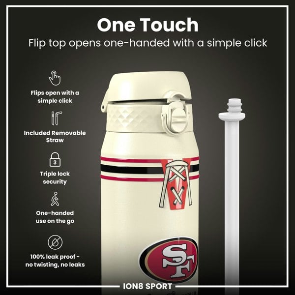 ION8 NFL x ION8 Insulated Steel Water Bottle, NFL 49ers, 750ml (24oz)