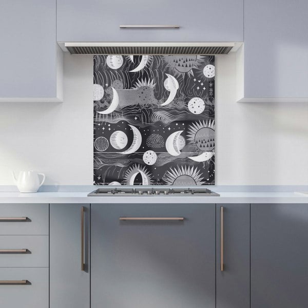 Warren Reed - Designer Abstract Black White Moon and Sun Kitchen Splashback