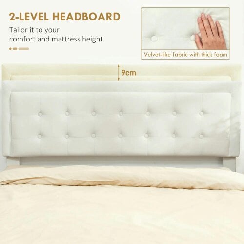 Wyld Haus Double 4FT6 Ottoman Bed Frame with Front Divan Drawer Storage Cream