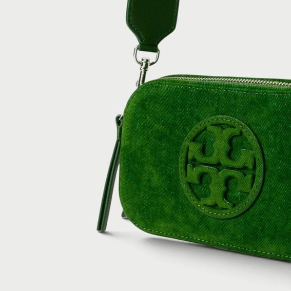 Tory Burch Miller Flocked Mini Crossbody Bag Emerald Green