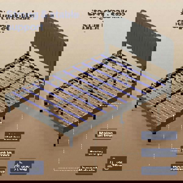 Levede Double Bed Frame with Adjustable Headboard Velvet Upholstered Dark Grey