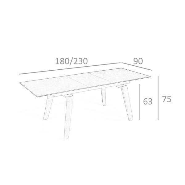 Angel Cerdá Rectangular porcelain marble and walnut extending dining table 1026