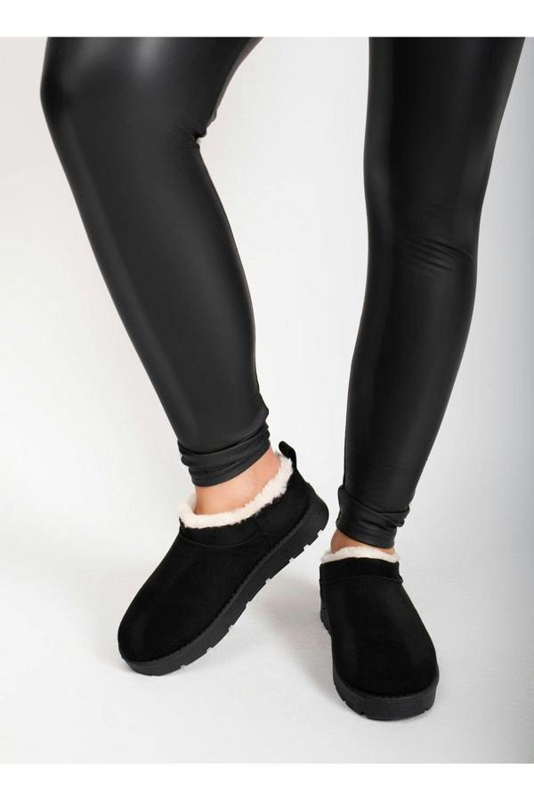 Elvaya Faux Suede Fluffy Lined Ankle Boots - Black