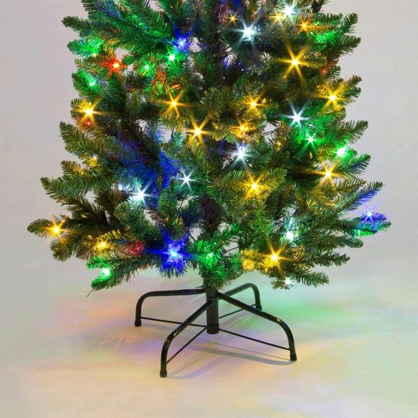 Shatchi 5ft, 6ft and 8ft Slim Green Pre-Lit Christmas Trees with Multicolour LEDs
