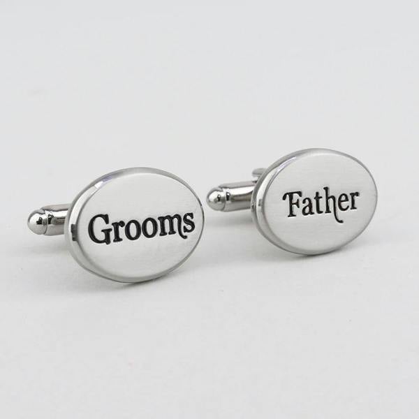 Sophos Rhodium Effect Oval Grooms Father Cufflinks