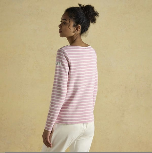 Joules HARBOUR Boat Neck 100% Cotton Breton Top Pink Stripe