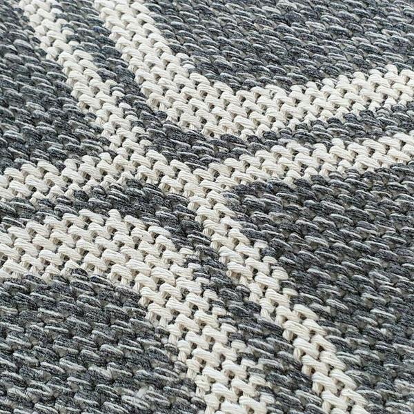 Runner Rug Geometric 100% Cotton Washable Woven Carpet Natural Diamond Patterned Mat - 75x300cm