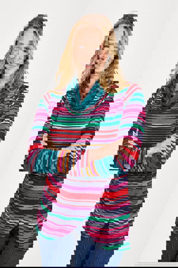 Mudflower Multicolour Striped Cowl Neck Top