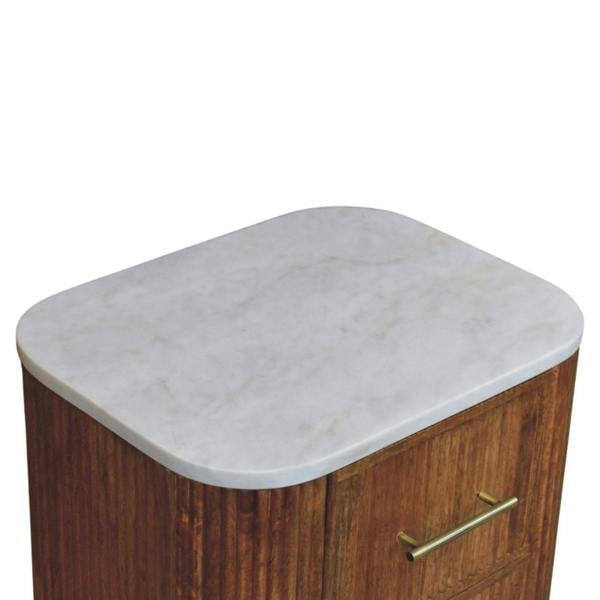 Artisan Furniture Solid Wood Aurora Marble Bedside, 2 Drawers, Beige