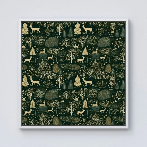 Warren Reed Green Christmas Woodlands Framed Canvas