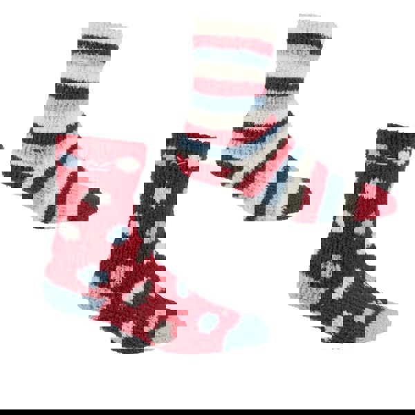 Regatta Childrens/Kids Cosy Boot Socks Set (Pack of 2) - Cherry Pink/Light Blue/White - 