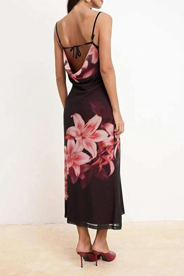 WOVCOR Floral Fishtail Strapless Tulle Knit Dress