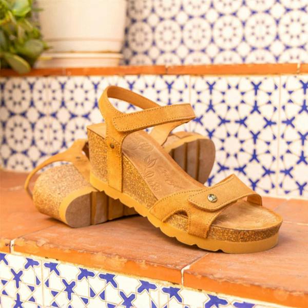 Panama Jack Women's Wedge Bark Brown Suede Leather Sandals - Julia B74